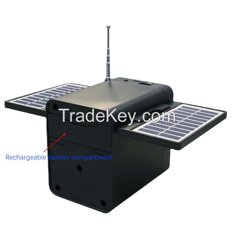 Solar Panel Emergency Charging Battery FM Radio With Plug-in Card Charging Portable Bluetooth speaker