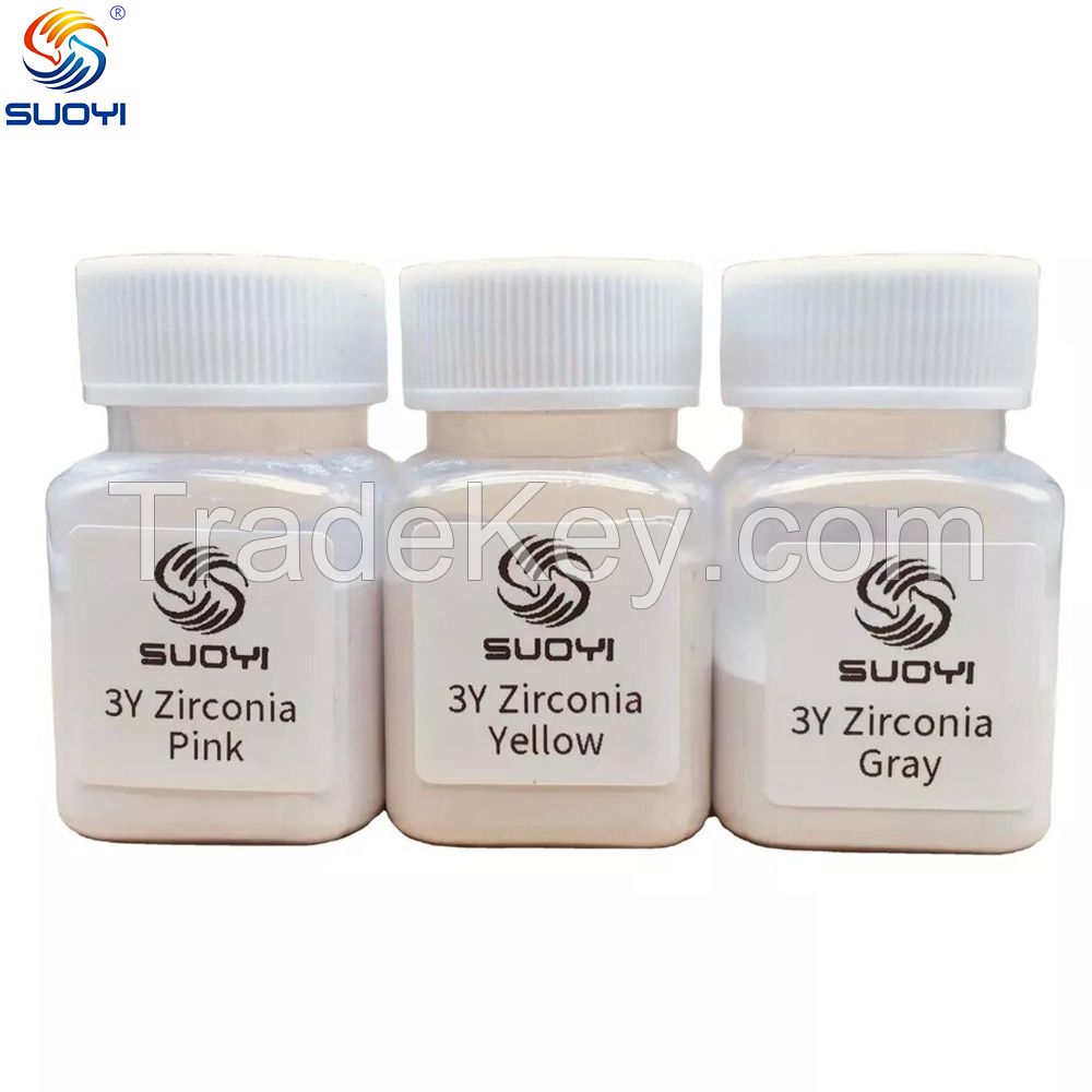 Suoyi injection molding grade white and colored dental yttria stabilized zirconia powder YSZ powder