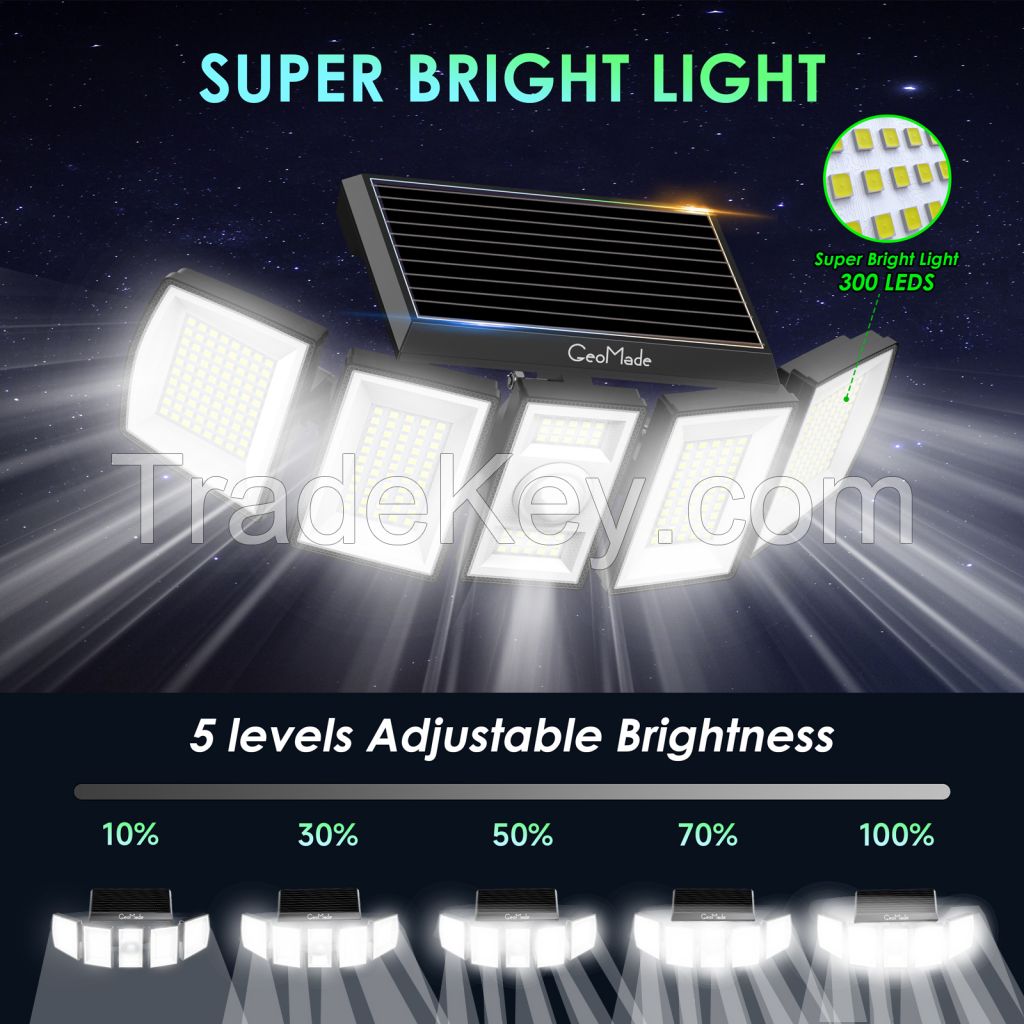 Geomade 5head Solar Light Outdoor Waterproof Flood Dusk To Dawn Garden Lights With Remote Controller Garden Light