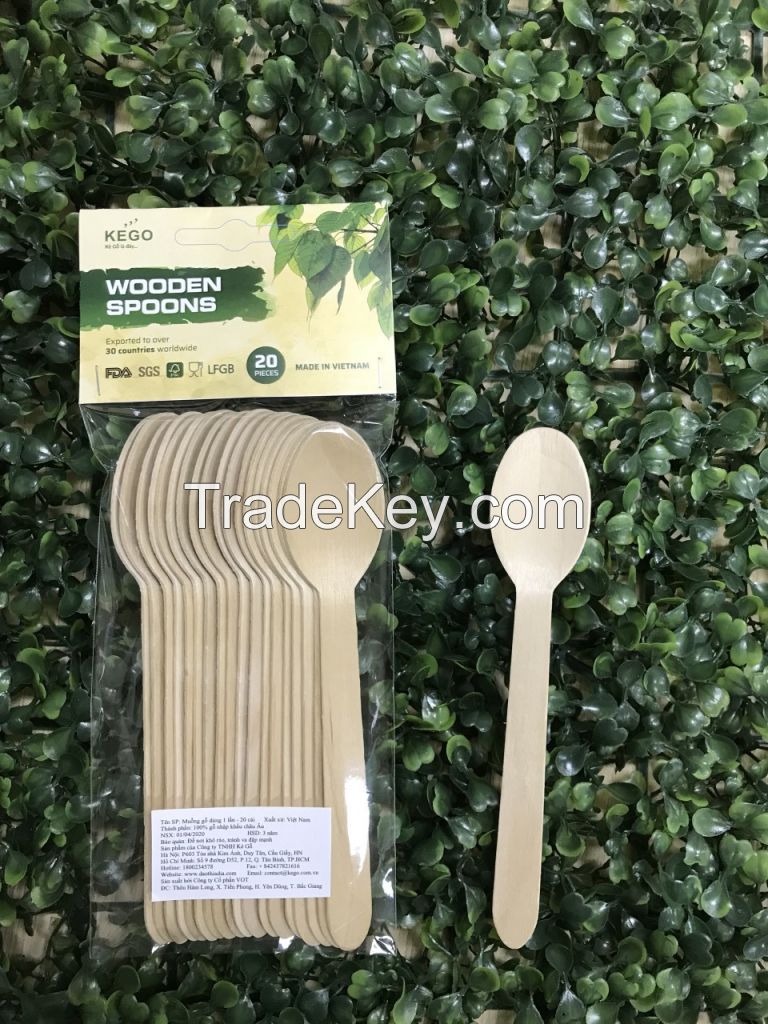 forestry magnolia disposable wooden spoon made in Vietnam +84933665346