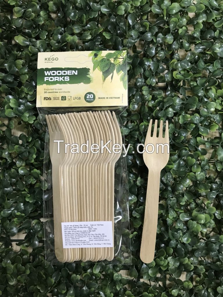 High Quality And 100% Natural Disposable Wooden Fork From Vietnam (8 4 9 3 3 6 6 5 3 4 6)