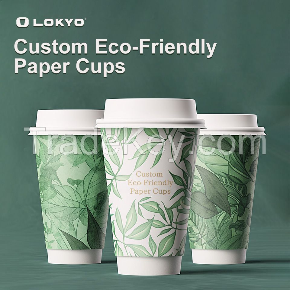 Custom paper cups includes cold drink cups, hot drink cups, single wall paper cups, double wall paper cups, cork coffee cups, and ripple wall paper cups; Made from 100% recyclable and environmentally friendly materials, BPA-free.