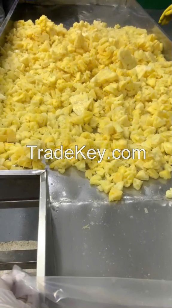 IQF frozen pineapple produced in Vietnam.