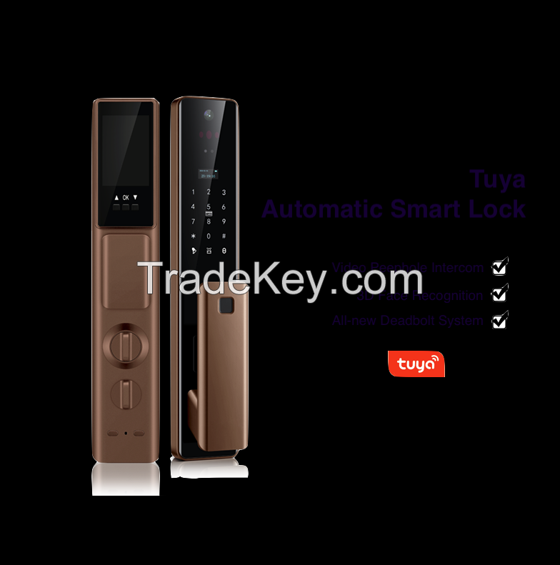 DF720Pro Wifi Tuya TTLock Fingerprint Remote Unlock Passcode 3D Recognition Automatic Smart Lock