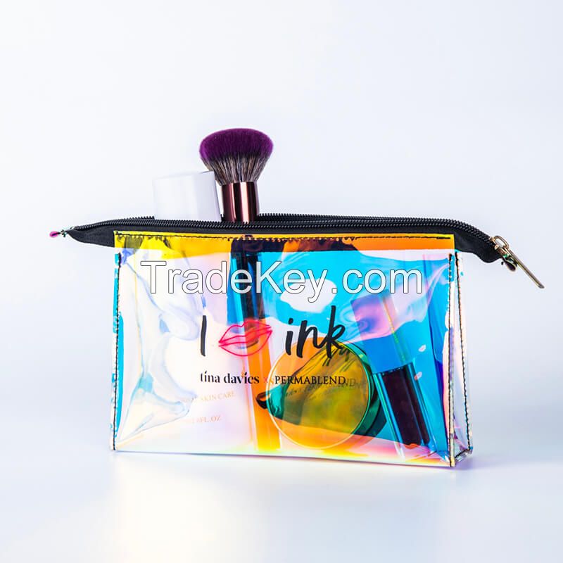 transparently iridescent Holographic Cosmetic Bag