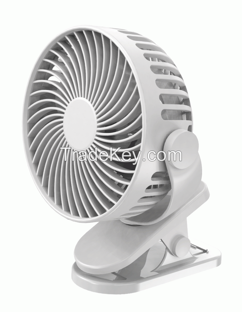 5" Mini Fan of Indoor and Outdoor with Rechargeable Battery Desktop, Clip and Hang Fan on The Well