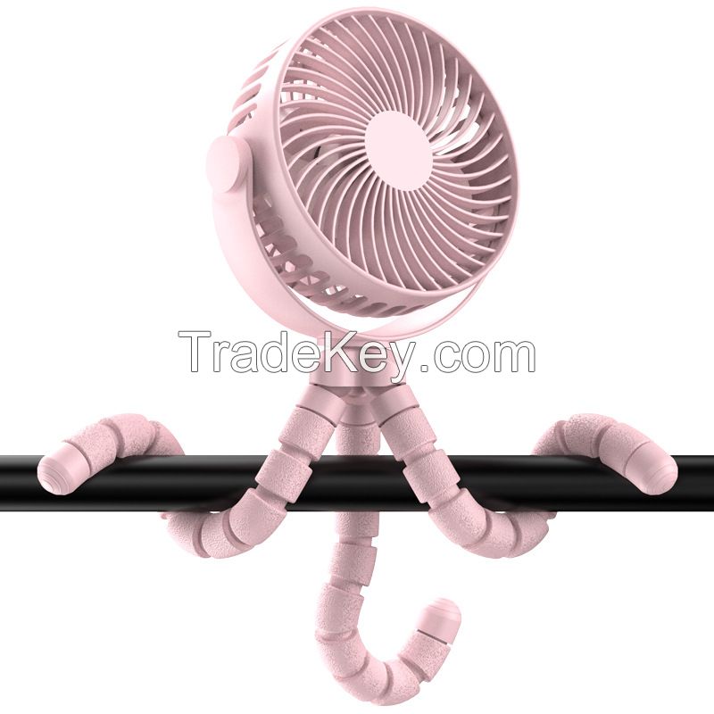 Hot Selling Octopus Adjustable Portable Rechargeable USB Fan Battery Mini Tripod Clip Fan Outdoor Baby Stroller Fan