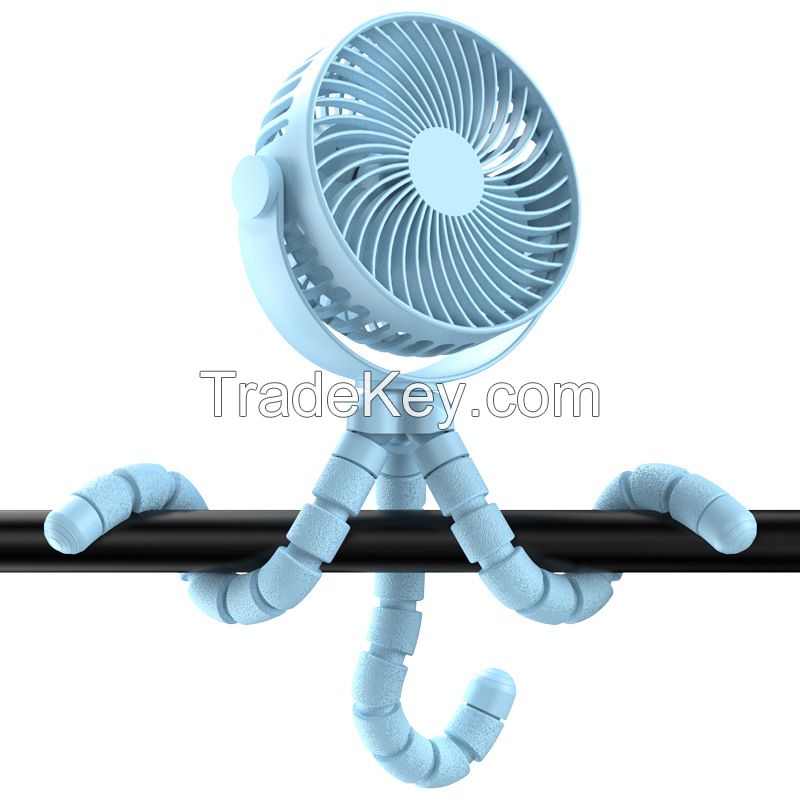 Hot Selling Octopus Adjustable Portable Rechargeable USB Fan Battery Mini Tripod Clip Fan Outdoor Baby Stroller Fan