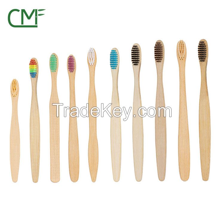 OEM ODM Bamboo toothbrush , Cheap wholesale hotel Toothbrush Customized white color 4 in packs Kids Adult Toothbrushes black color