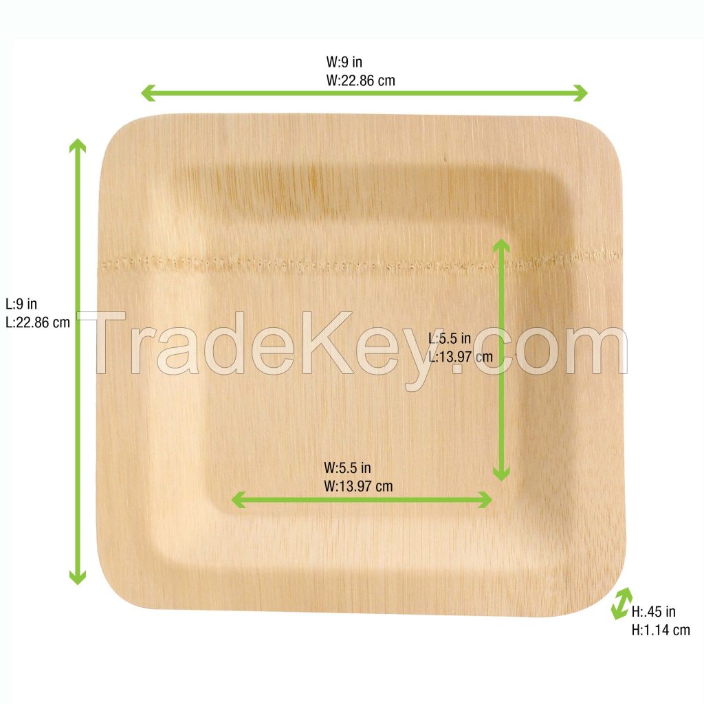 2024 Eco-friendly Food Round Plate Dish Takeaway Biodegradable Compostable Dinner Plates Sets Disposable Round Bamboo Plate