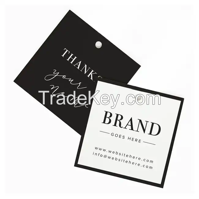 Custom Clothes Swing Tags Label Print Logo Plastic Garment Hang Tag With String Paper Hangtags For Clothing