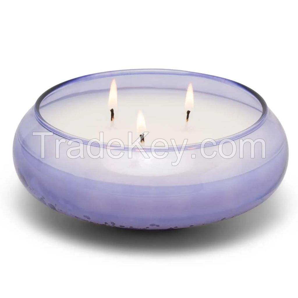 FLAT Glass Scented Candle Jar with 3 wicks