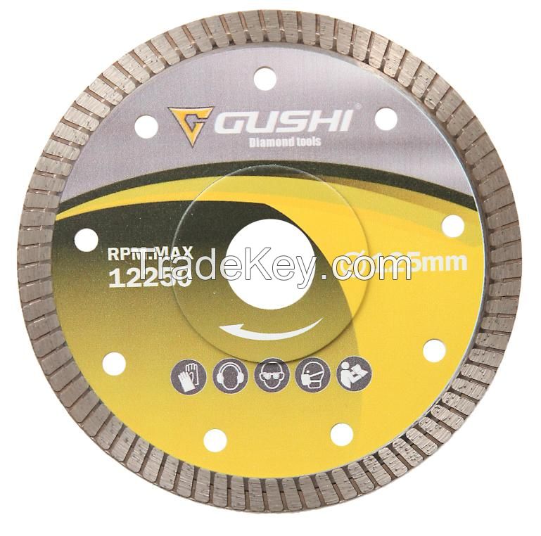 High Quality GUSHI Tools 115/125/180/230mm Wide Teeth Turbo Diamond Saw Blade for cutting tile and granite
