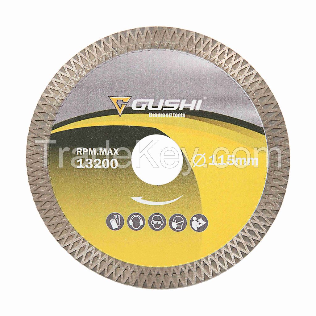 GUSHI Diamond Tools 105/115/125/180/200/230/300/350mm Mesh Turbo Diamond Saw Blade for cutting porcelain tile masonry