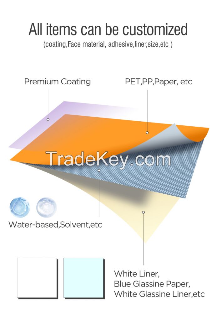 50 plain laser water glue 60 grid bottom inkjet pearlescent film self adhesive jumbo rolls coil label paper roll Jumbo Roll