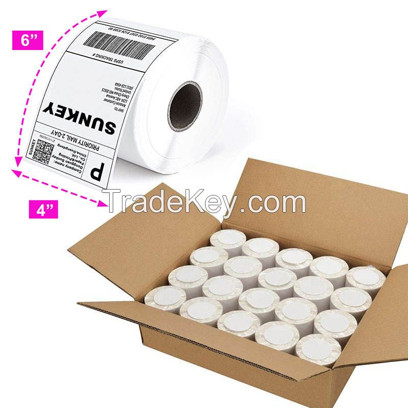 Custom Size 4X6 A6 Printer Barcode Waybill Direct Thermal Paper Rolls Shipping Labels For Wireless Bluetooth Printing Machine