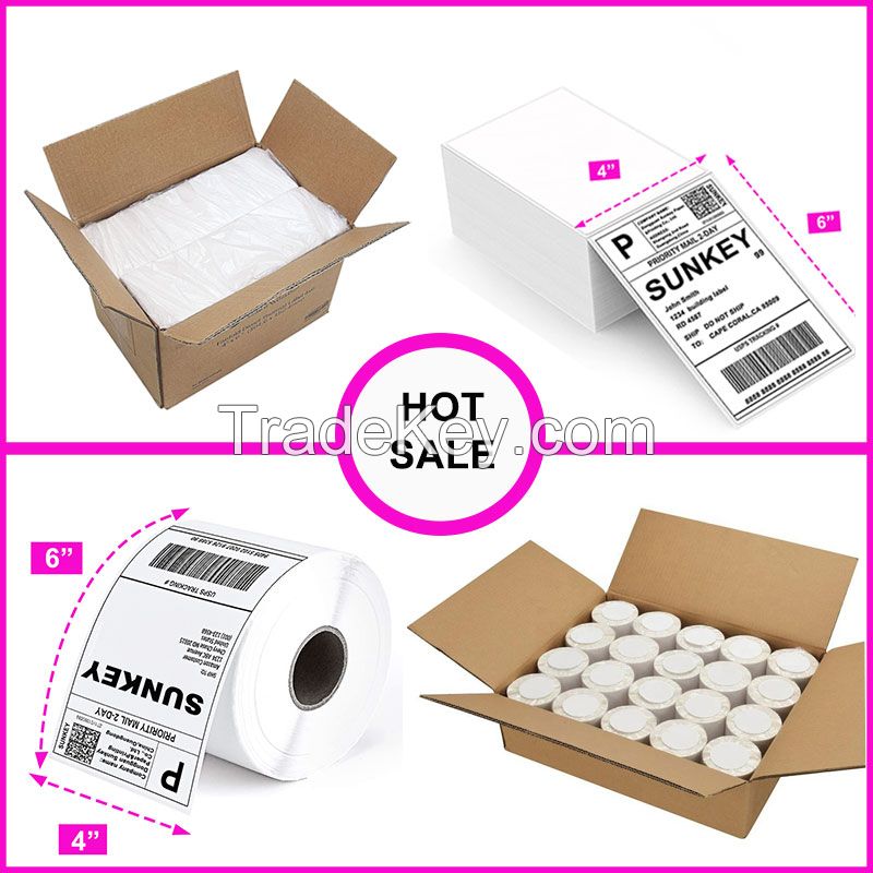 Custom Size 4X6 A6 Printer Barcode Waybill Direct Thermal Paper Rolls Shipping Labels For Wireless Bluetooth Printing Machine