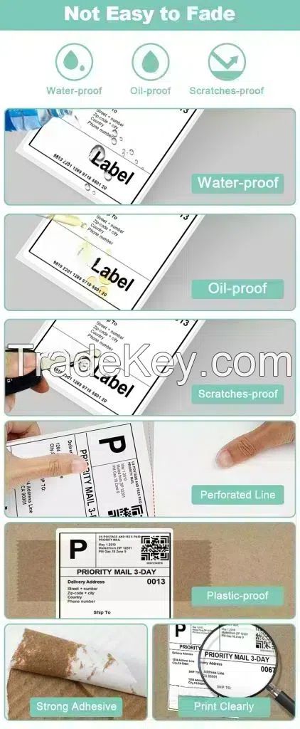 Wholesale Fanfold Waybill Sticker Direct Thermal Waterproof Thermal Paper Label A6 100x150 4x6 Size for Shipping Adhesive Type