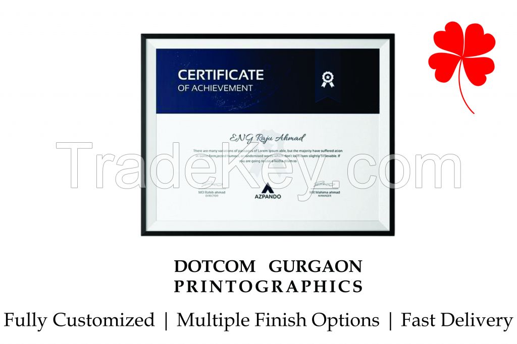 Custom Certificates Printing / Laminated Certificates Printing / Framed Certificate Printing