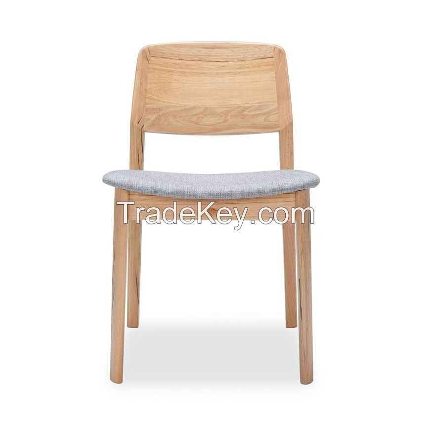 Wooden Minimalist Dining Chairs with Natural Color and Upholstery Seating