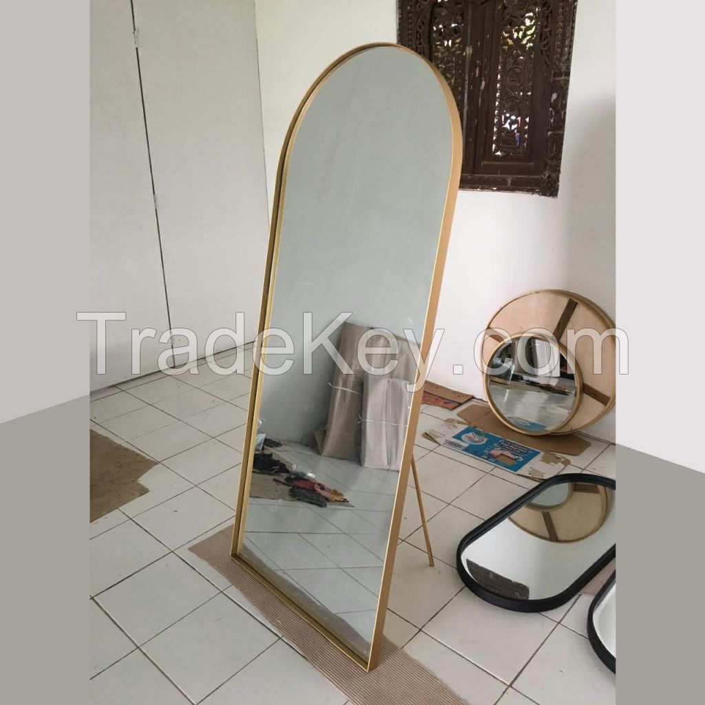 Modern Minimalist Stand Mirror with Iron Material and Color Black Powder Coating