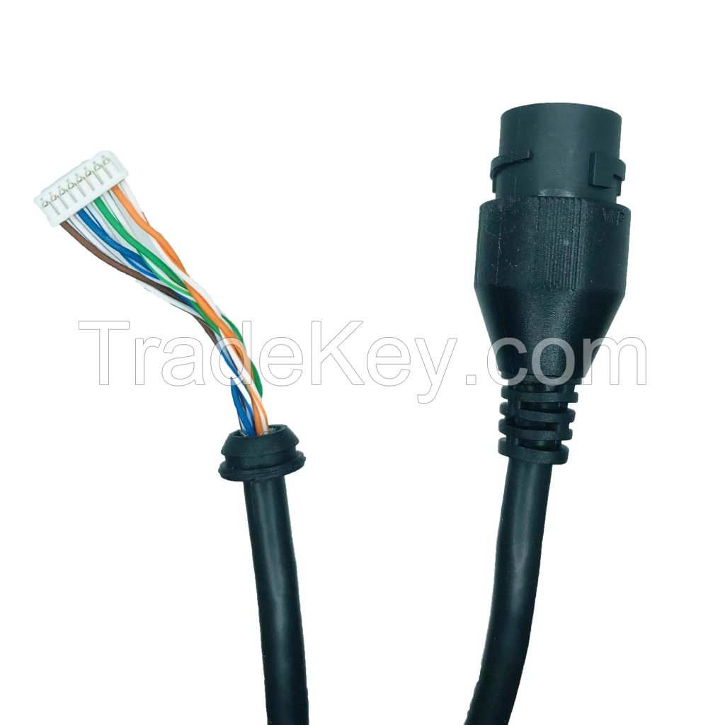 01 Mx1.25-8Pin Rj45 Mother Wiring Harness With Connector Detail At Both Ends Of Line End For IP Camera Cable