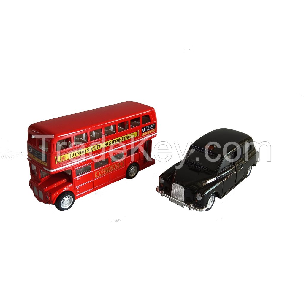 Xinyu 1:64 Diecast Car Toy Vehicles London Bus & Taxi Model