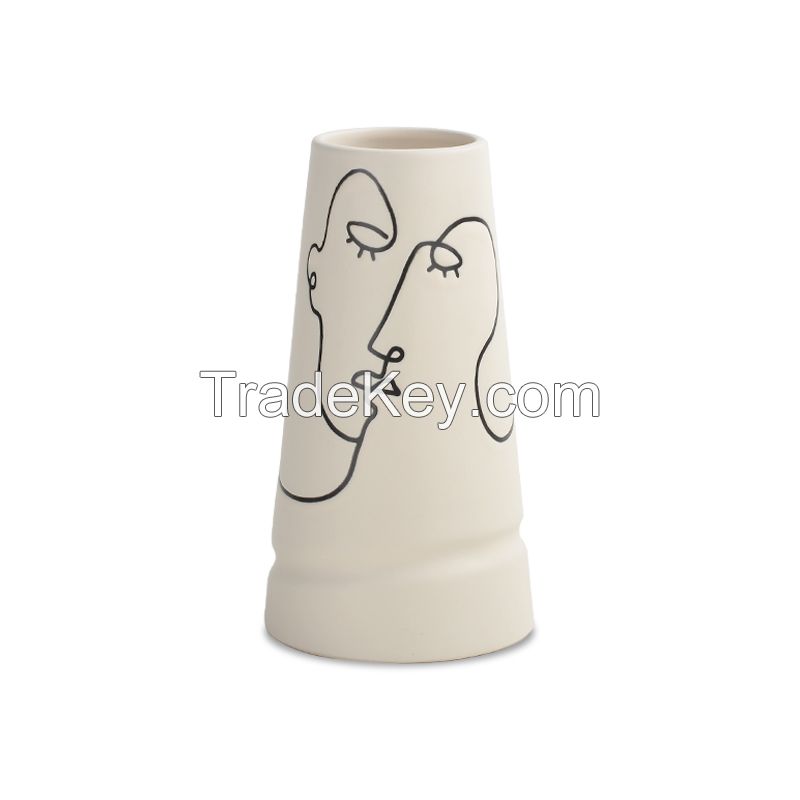 Abstract Collection Silk Print Face Ceramic Vase