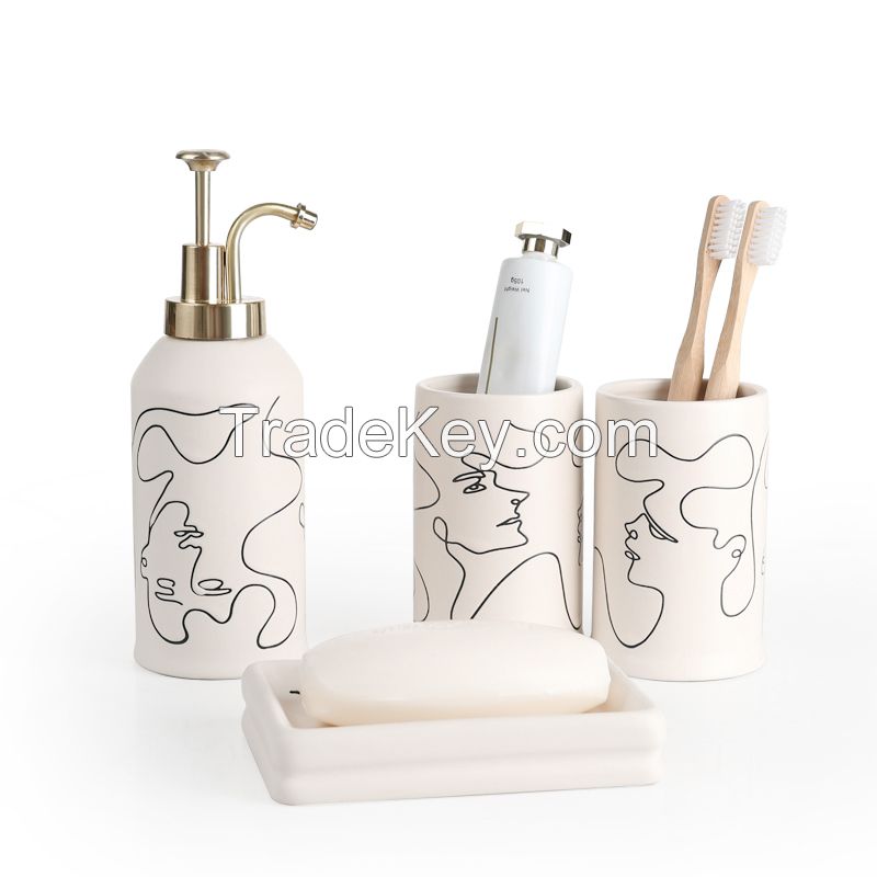 Abstract Collection Silk Print Face Ceramic Bathroom set