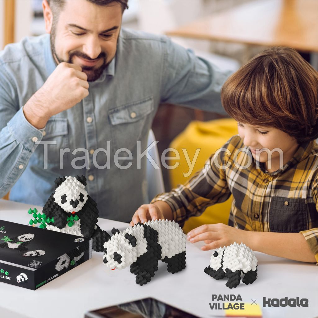 KADELE Cute Panda Building Animal Sets, Extremely Challenging STEM Building Blocks Decor for Adults Kids, Micro 3D Educational Toys for Boys Girls Ages 12 and Up, Panda Village (917 Pieces)