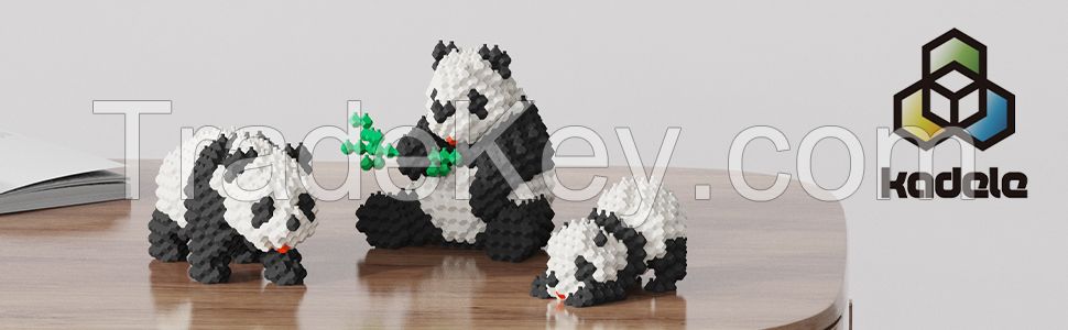 KADELE Cute Panda Building Animal Sets, Extremely Challenging STEM Building Blocks Decor for Adults Kids, Micro 3D Educational Toys for Boys Girls Ages 12 and Up, Panda Village (917 Pieces)