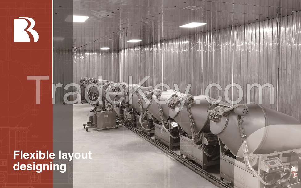 Smokehouse, vacuum tumbler & cutting and deboning line