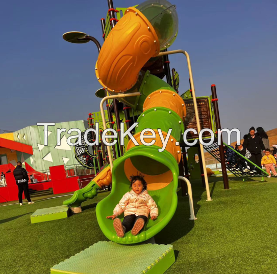 Outdoor play area roll plastic slide