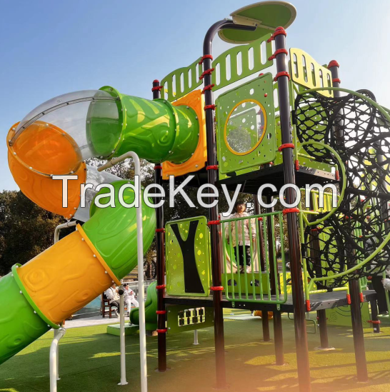 Outdoor play area roll plastic slide