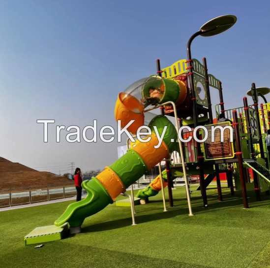 Outdoor play area roll plastic slide