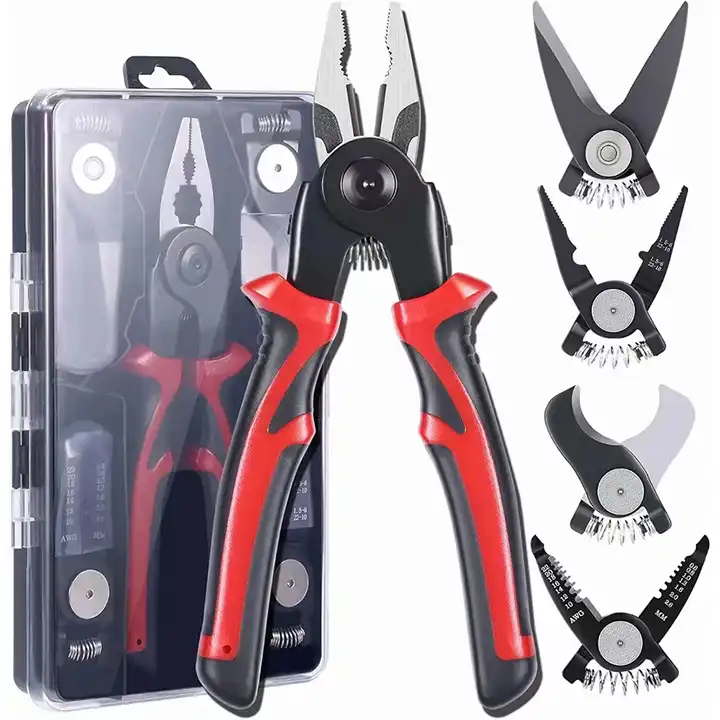 Multi-Function 5 In 1 Pliers Set Quick Change Head Set With Wire Pliers Scissors Cable Cutter Wire Stripper Crimping Pliers