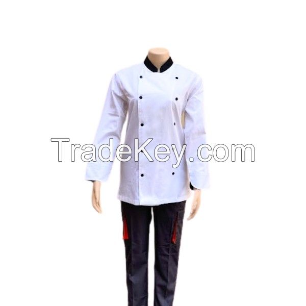 NASHITA Chef Jacket Coat Long Sleeve black mandarin collar made from Breathable Twill Cotton with Sleeve Pocket | For Restaurant, Cafe, Bakery, Home Kitchens | Wash and Wear Durable Fabric