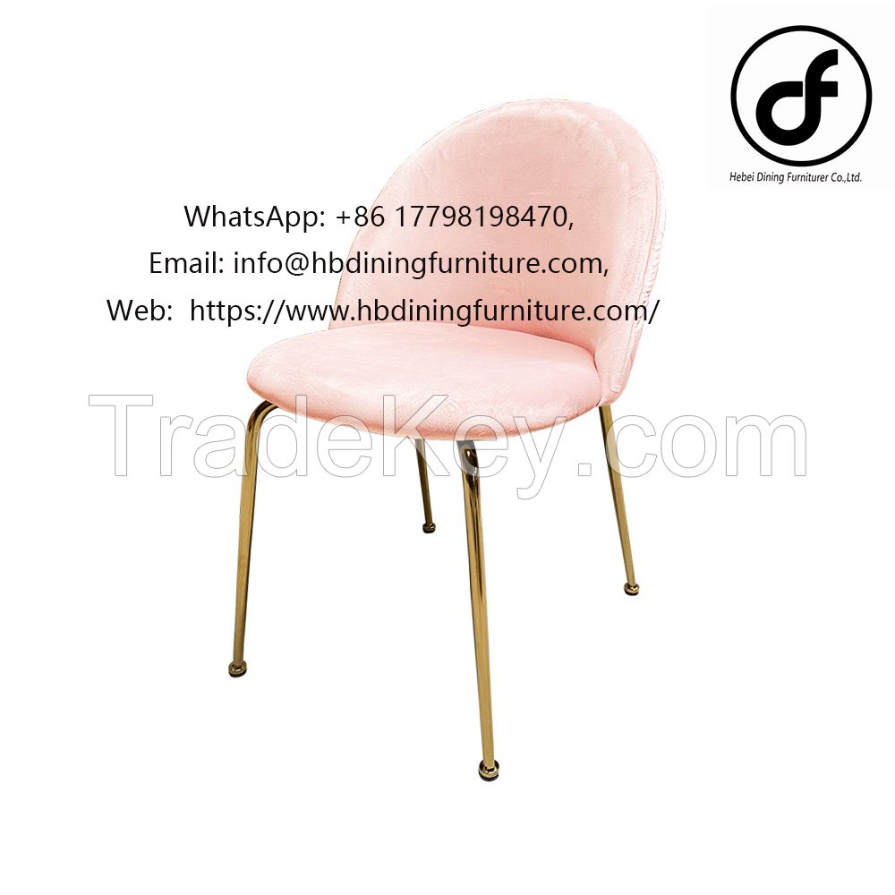 Dining Furniture High Quality Modern Luxury Design Backrest Fabric Iron Legs Cafe Home Dining Chairs
