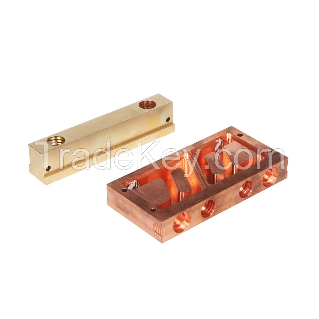 4. 5 Axis CNC milling red copper chiller parts thermal heat sinks precision CNC Machining copper bar with silver plating