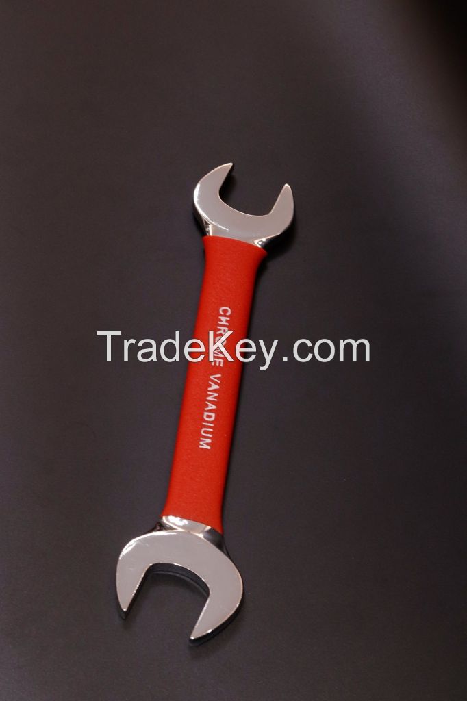 Double-Open-End Wrench with Insulated Grip, Rubber Piped Open Spanner, Mirror, 30-32mm