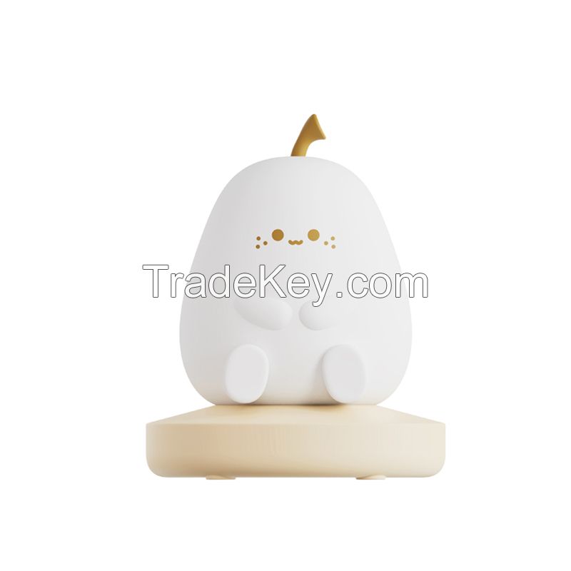 Cute Pear Shape Silicone Night Lamp with 3 Brightness