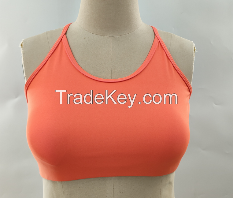 Sports Bra for Women, Criss-Cross Back Padded Strappy Sports Bras Medium Support Yoga Bra with Removable Cups