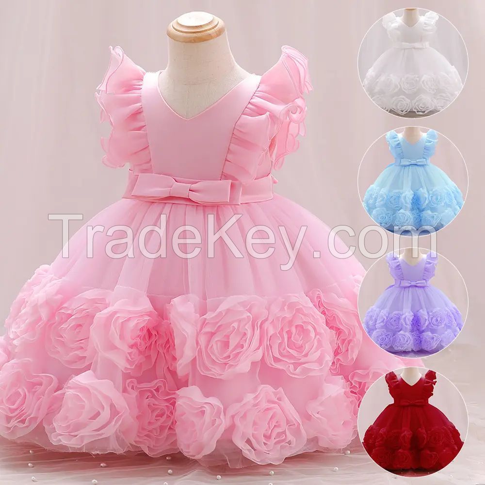 0-24M Flower Toddler Baby Girl Infant Princess Tutu Dress Baby Girl Ball Gown Wedding Party for Baby 1 Years Birthday