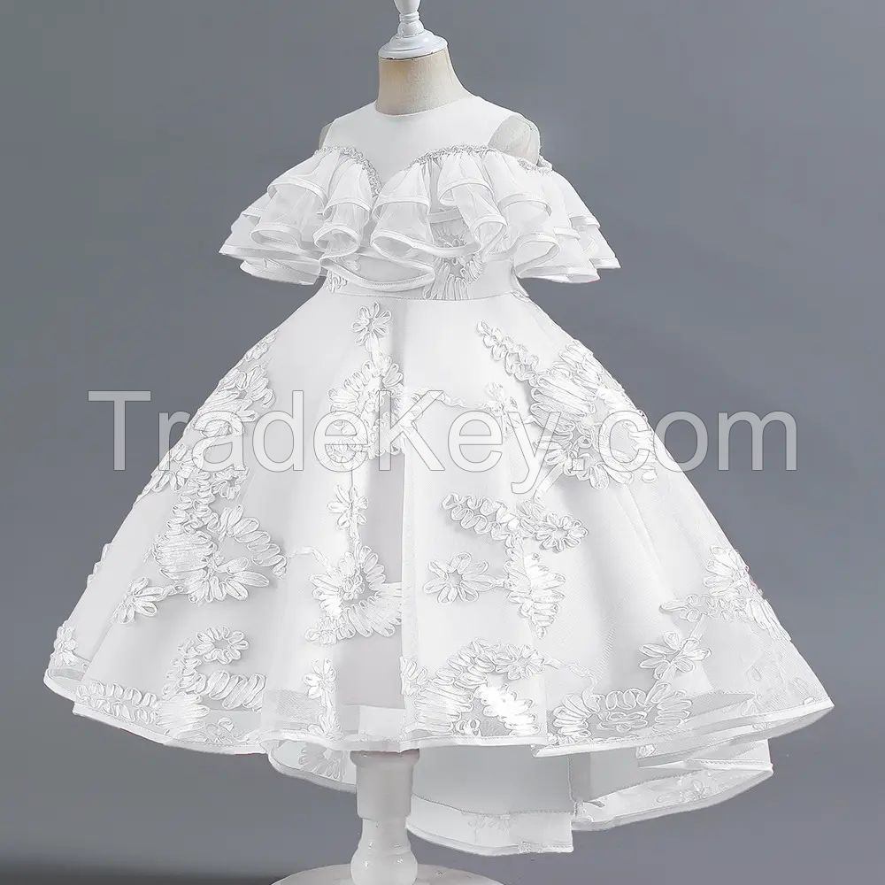 New Princess Dress Summer Girls Dress Summer Children White Yarn Dress