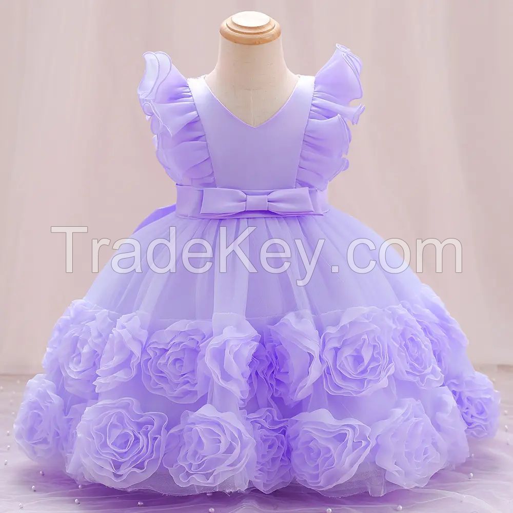 0-24M Flower Toddler Baby Girl Infant Princess Tutu Dress Baby Girl Ball Gown Wedding Party for Baby 1 Years Birthday