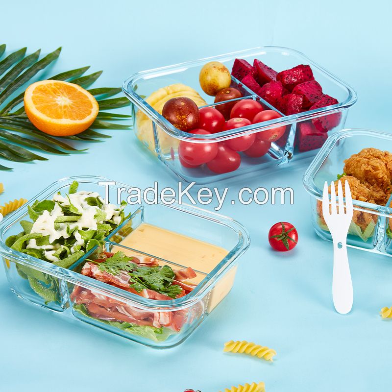 Ecofriendly Airtight Meal Prep Glass Food Storage Containers Lunch Box With Lid And plastic cutlery