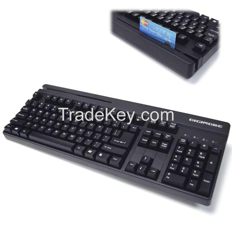 Heavy-duty USB Keyboard with Magnetic Stripe Card Reader