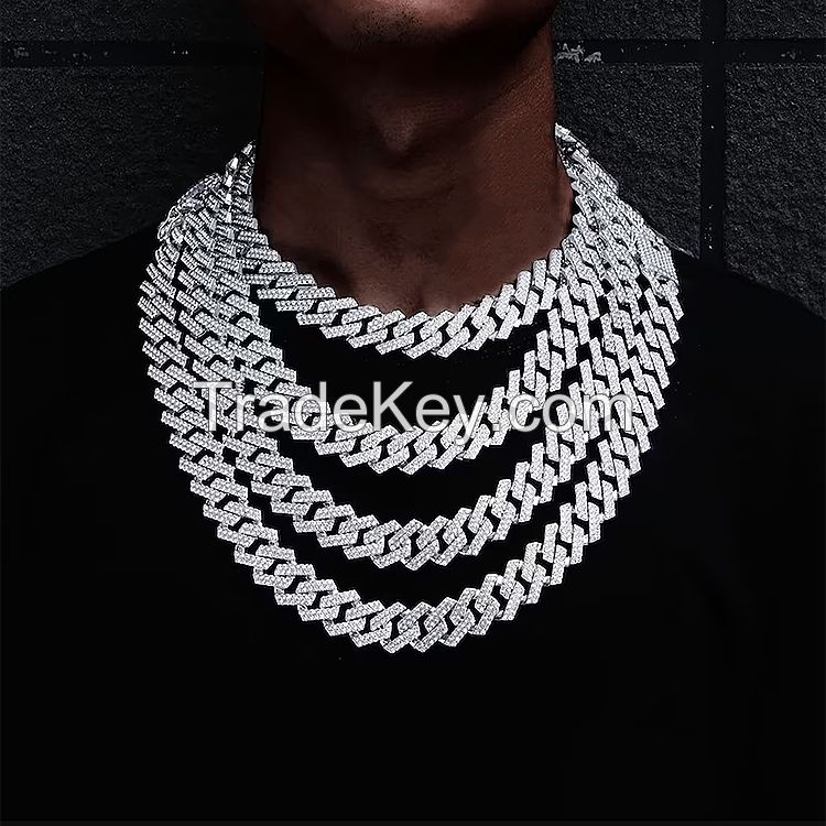 Solid 925 Sterling Silver Men's Miami Cuban Link Chain, Men Hip Hop Chain, Thick Italian Necklace or Bracelet for Men