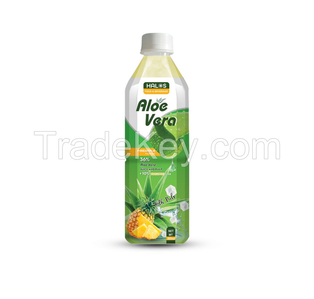 Halos/ OEM  Aloe Vera Drink With Pineapple Flavor 500ml Pet Bottle