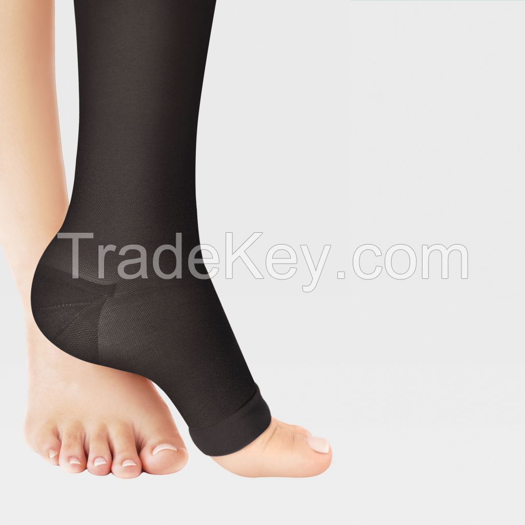 Compression Open-toed knee socks with a simple silicone-based elastic band ID-230